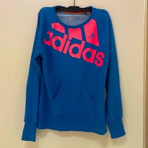 Adidas, size m, retro blue & pink sweatshirt w/ front pocket‎